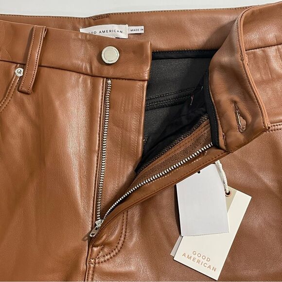 NWT Good American Better Than Leather Good Icon Pants Burnt Caramel Size 10 / 30 - Picture 7 of 10
